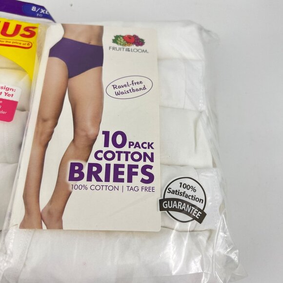 Fruit of the Loom Women's Briefs 8 XL White Cotton Ravel Free Waistband 28 pair - Picture 6 of 6